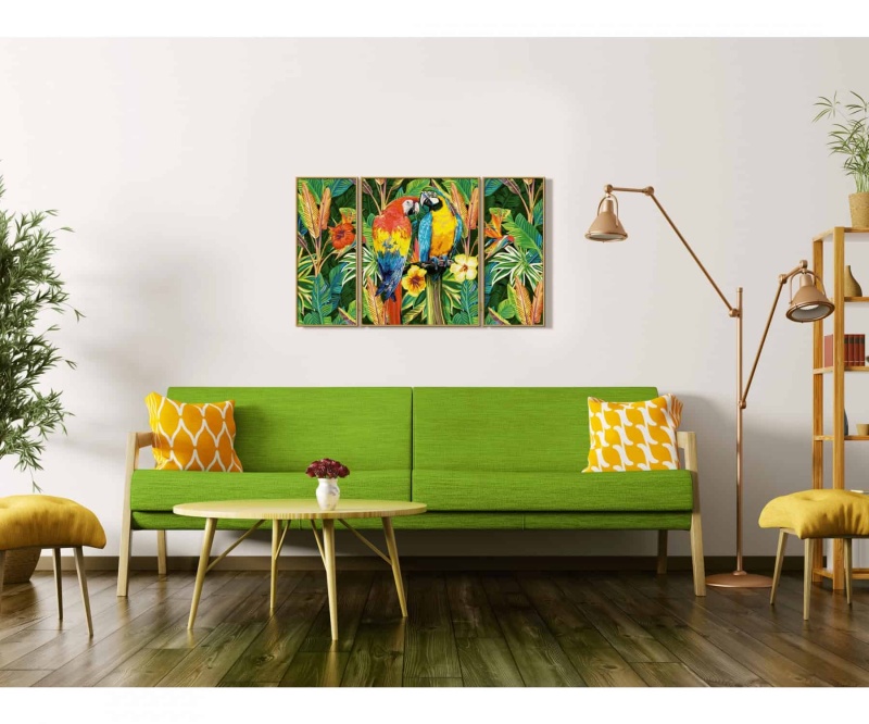 Parrots In The Rain Forest, Triptych